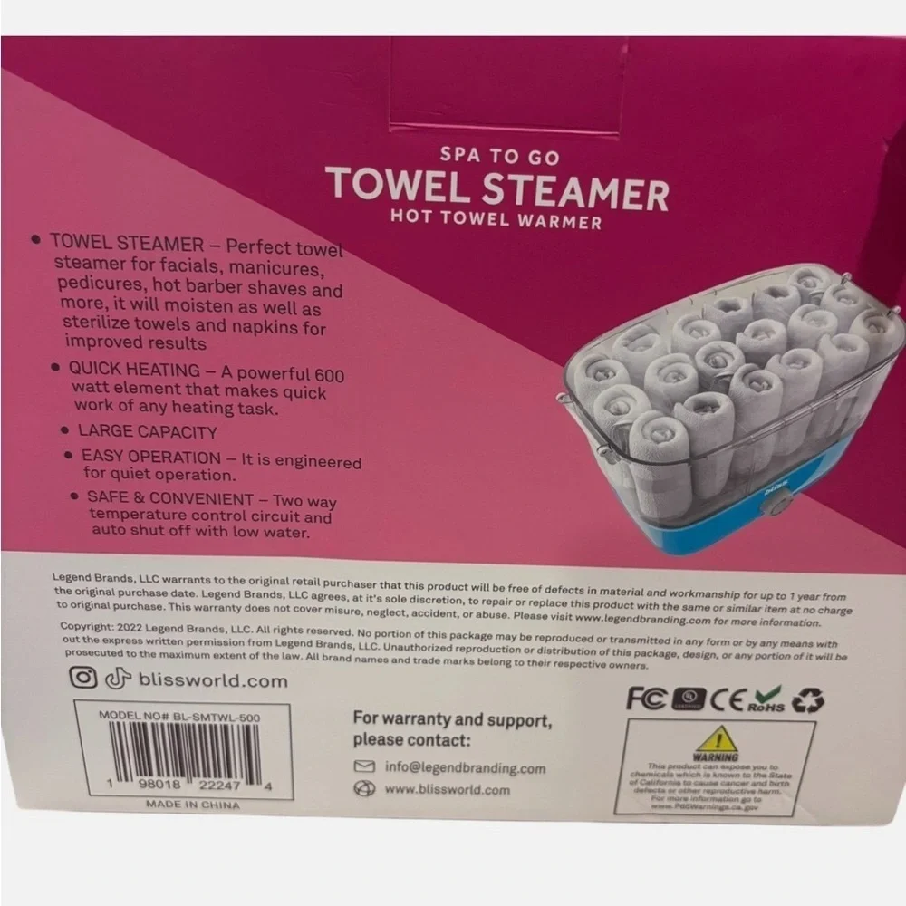 Towel Steamer-Hot Warmer 600W Tabletop Moist Heater 18Towels 30Min Auto Shut Off